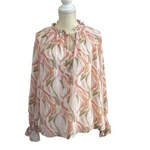 Entro Pink Abstract Long Sleeve Blouse. Size Small